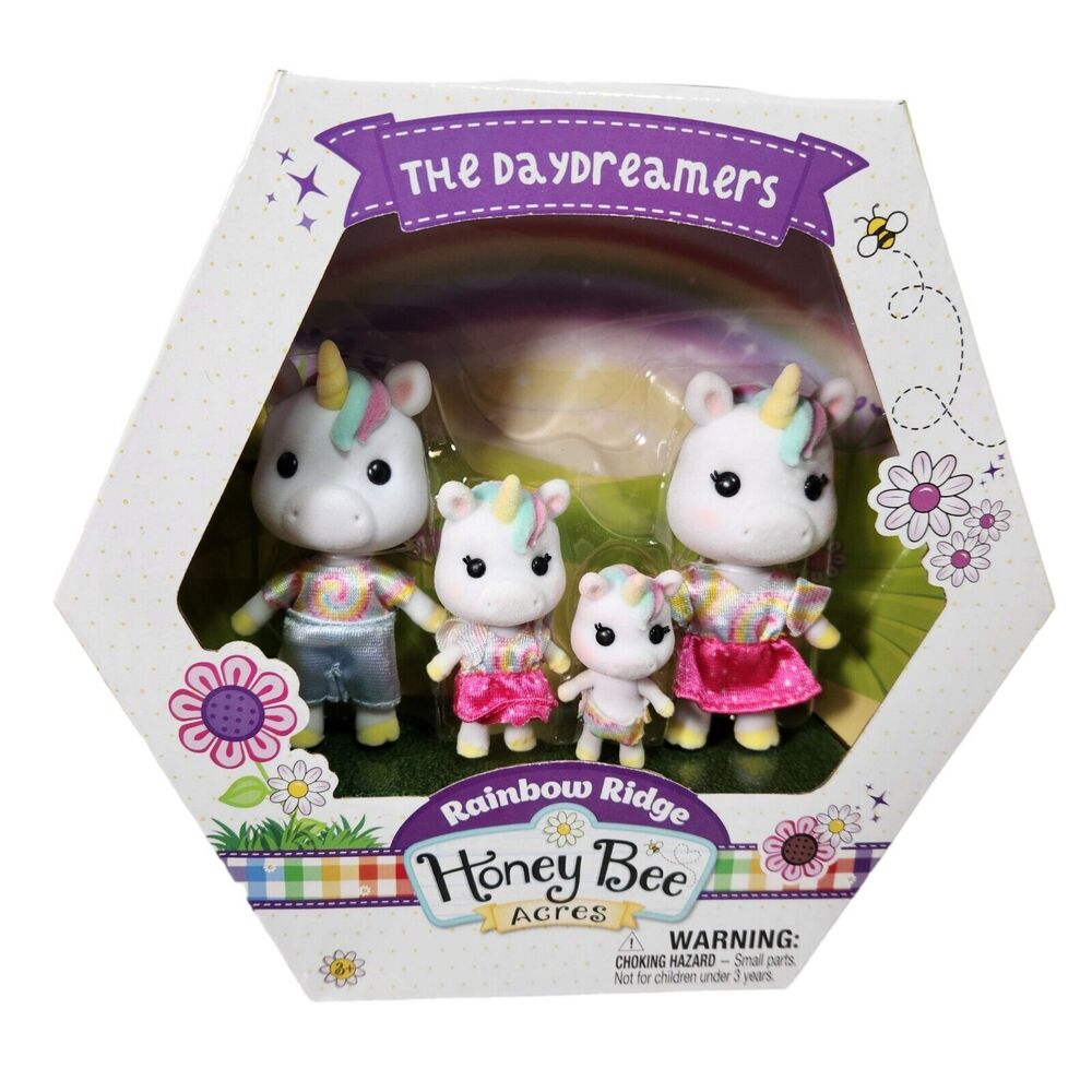 Rainbow Ridge Honey Bee Acres The DAYDREAMERS UNICORN Flocked Mom Dad Baby Child